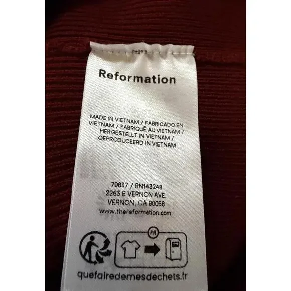 New Reformation Meadow Wool Crop Cardigan In Chianti Size XS $178 - Picture 10 of 12